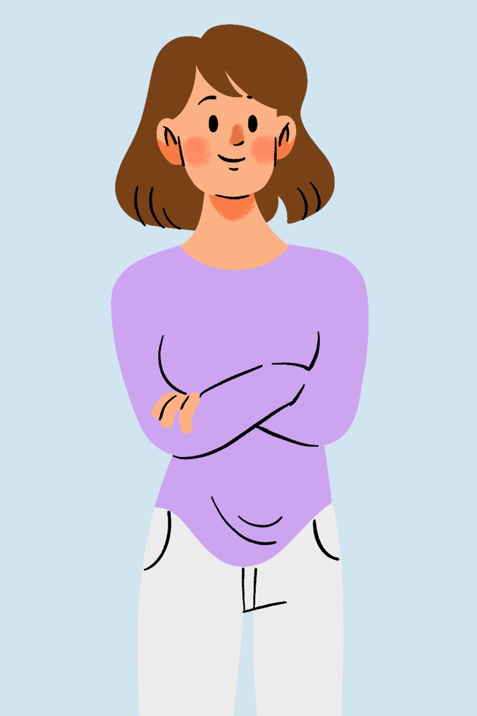 Character: a woman with crossed arms