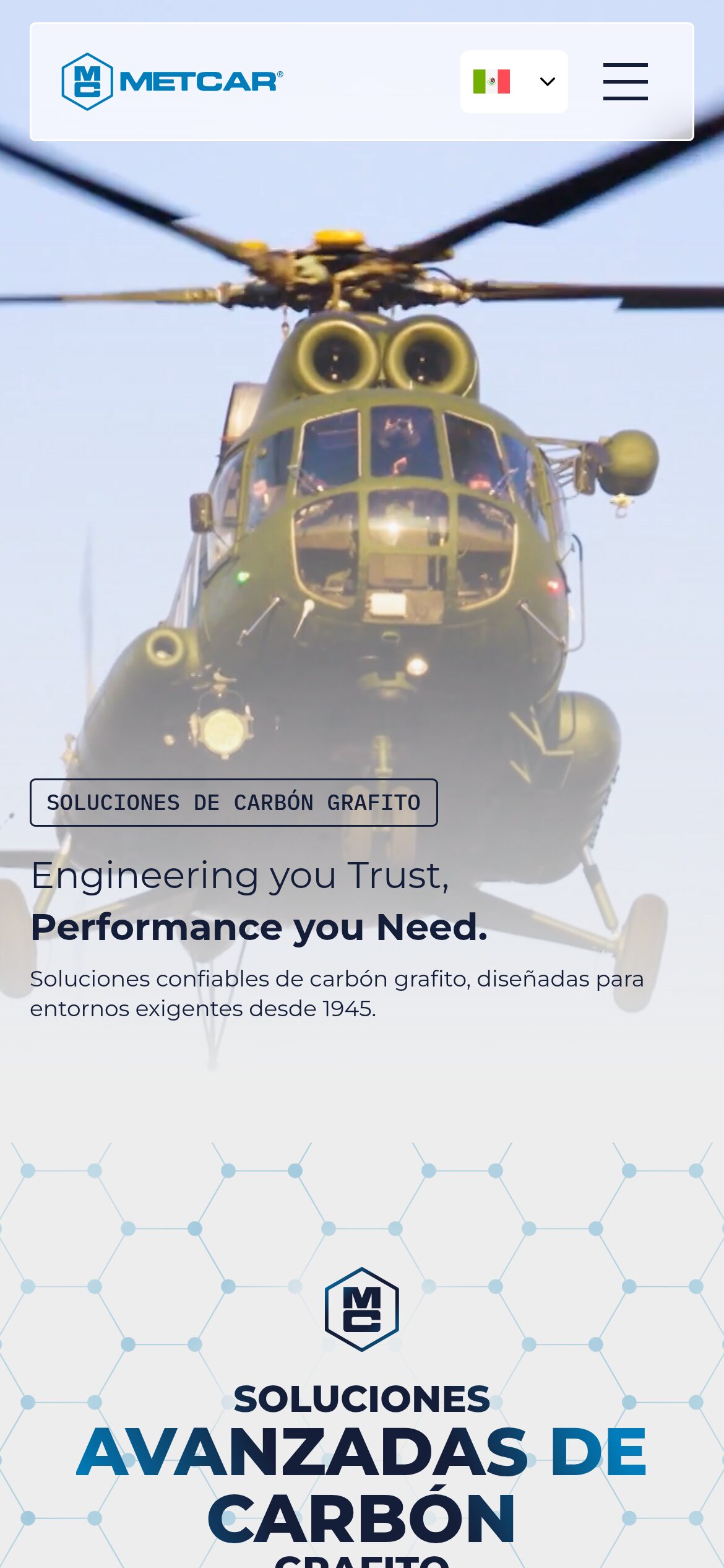 Metcar home page on a phone, in Spanish